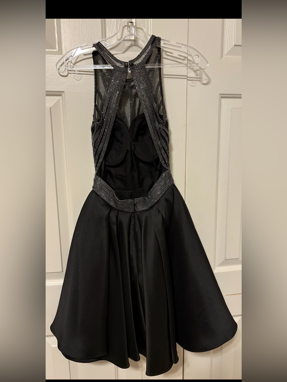 madison james Black Embellished A-Line Prom Dress
